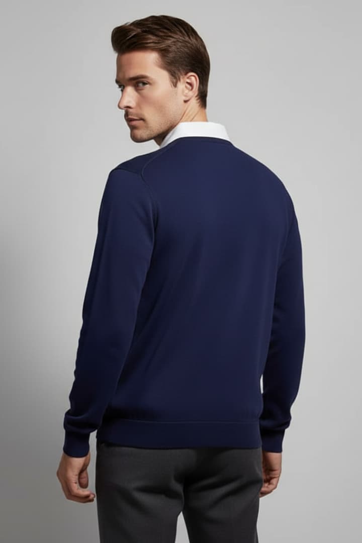 Men's Polo Sweater Long Sleeve Turn Down Collar