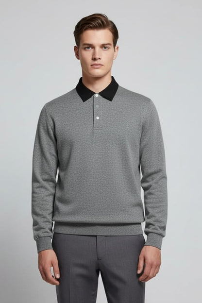 Men's Polo Sweater Long Sleeve Turn Down Collar