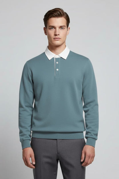 Men's Polo Sweater Long Sleeve Turn Down Collar