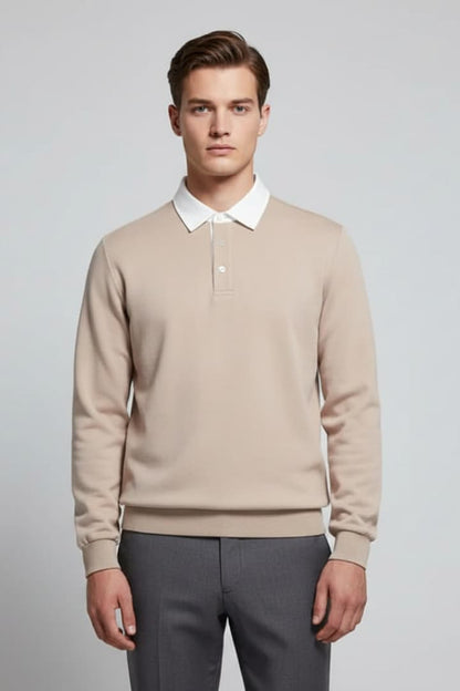 Men's Polo Sweater Long Sleeve Turn Down Collar