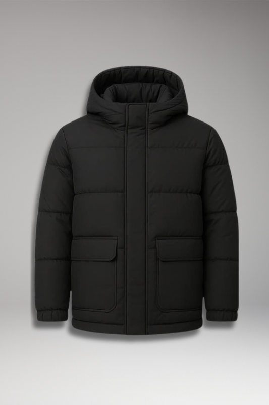 Men's Insulated Puffer Jacket With Hood - 
Fashinoza