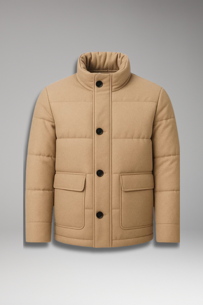 Men's Puffer Jacket Zipper Front Padded Black - 
Fashinoza