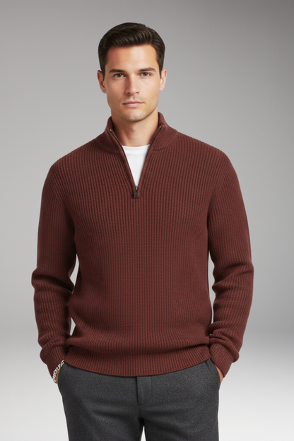 Men's Half Zip Pullover Ribbed Texture