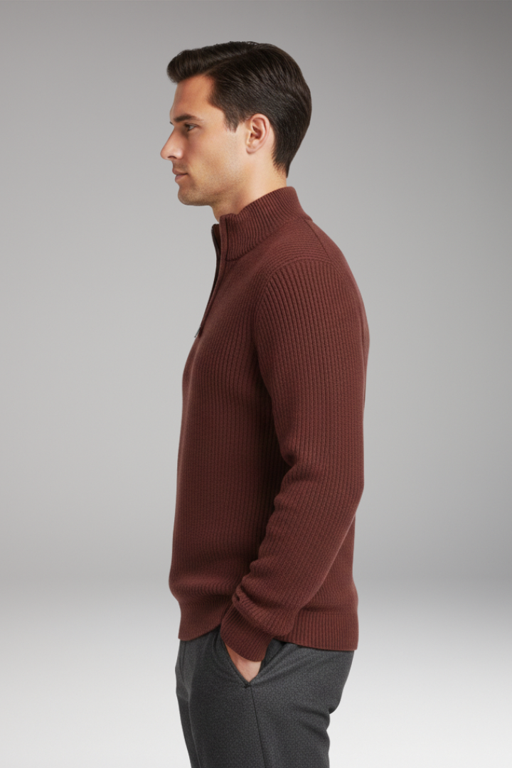 Men's Half Zip Pullover Ribbed Texture