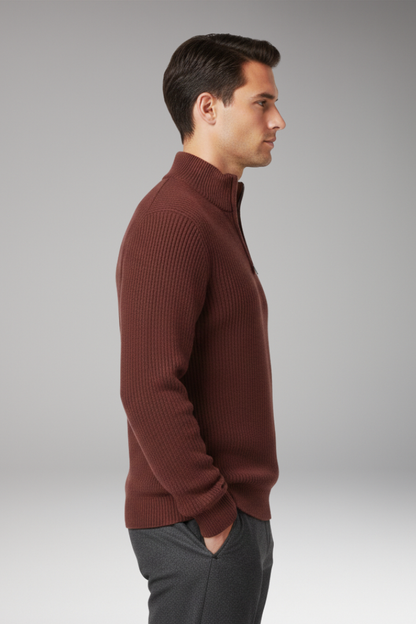 Men's Half Zip Pullover Ribbed Texture