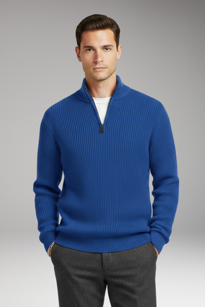Men's Half Zip Pullover Ribbed Texture