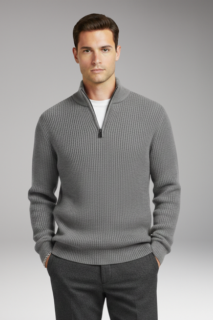 Men's Half Zip Pullover Ribbed Texture