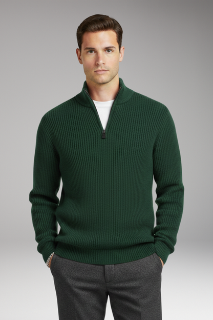 Men's Half Zip Pullover Ribbed Texture