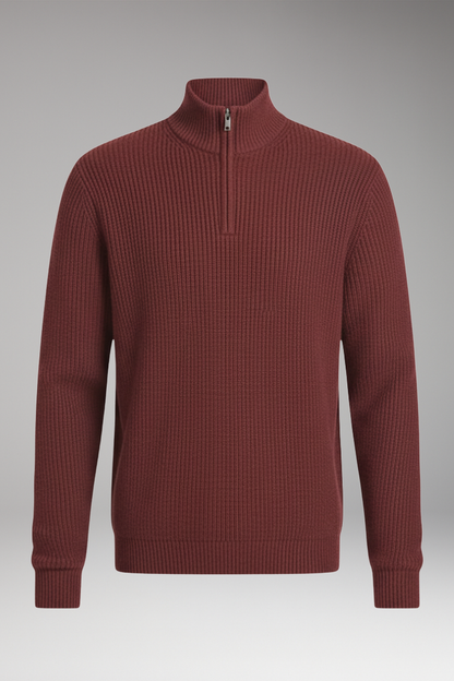 Men's Half Zip Pullover Ribbed Texture - 
Fashinoza