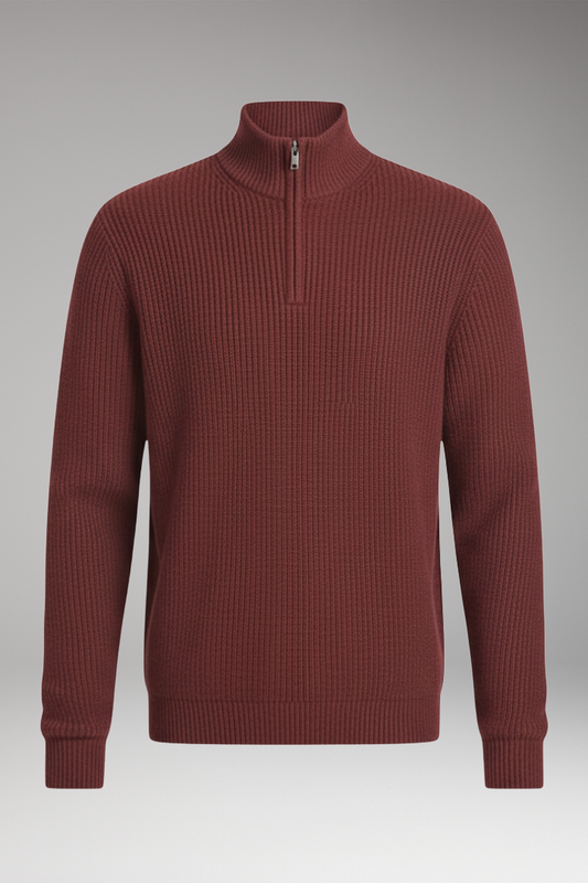 Men's Half Zip Pullover Ribbed Texture - 
Fashinoza