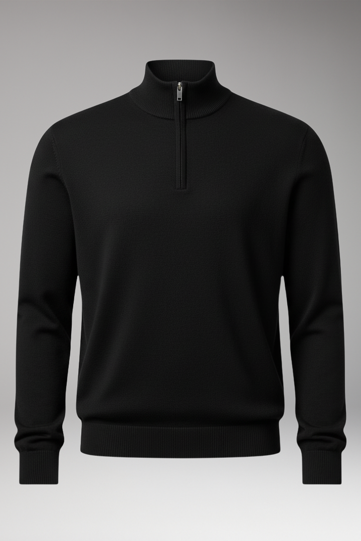 Men's Quarter Zip Pullover Ribbed - 
Fashinoza