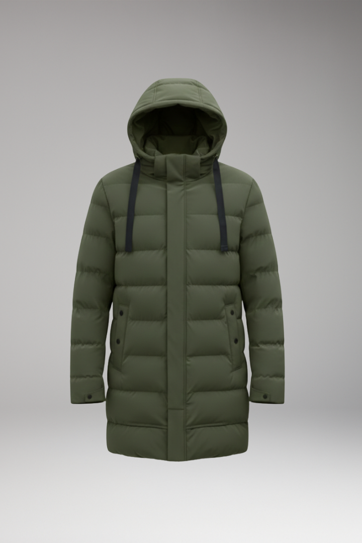 Men's Quilted Parka Hooded Water Resistant Coat - 
Fashinoza