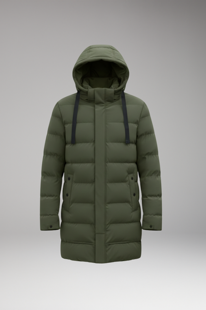 Men's Quilted Parka Hooded Water Resistant Coat - 
Fashinoza