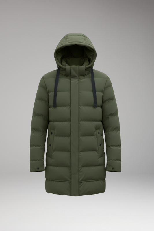 Men's Quilted Parka Hooded Water Resistant Coat - 
Fashinoza