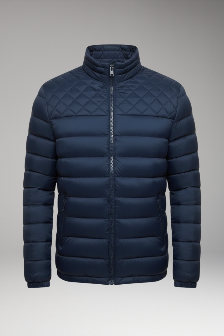 Men's Quilted Hooded Jacket Textured Outer - 
Fashinoza