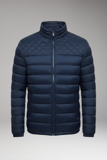 Men's Quilted Hooded Jacket Textured Outer - 
Fashinoza