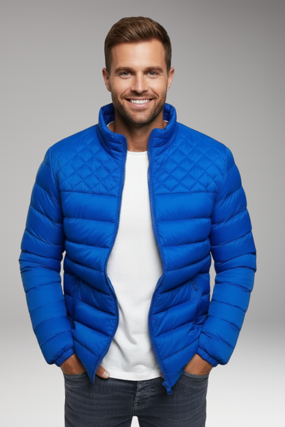 Men's Quilted Hooded Jacket Textured Outer