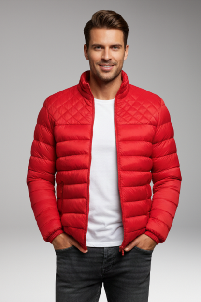 Men's Quilted Hooded Jacket Textured Outer