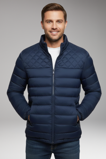 Men's Quilted Hooded Jacket Textured Outer