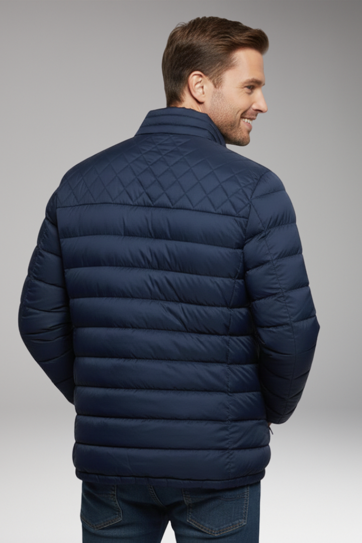 Men's Quilted Hooded Jacket Textured Outer