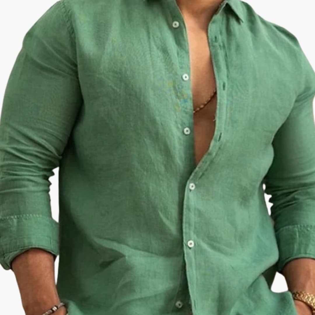 Men's Long Sleeve Button-Down Shirt Regular Fit - Fashinoza