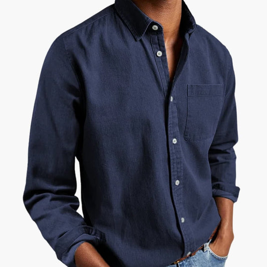 Men's Long Sleeve Button Down Shirt Relaxed Fit - Fashinoza
