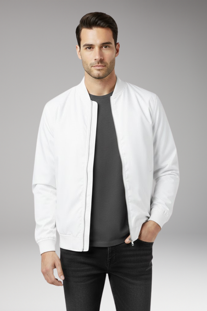 Men's Retro Bomber Jacket Zipper Ribbed Black
