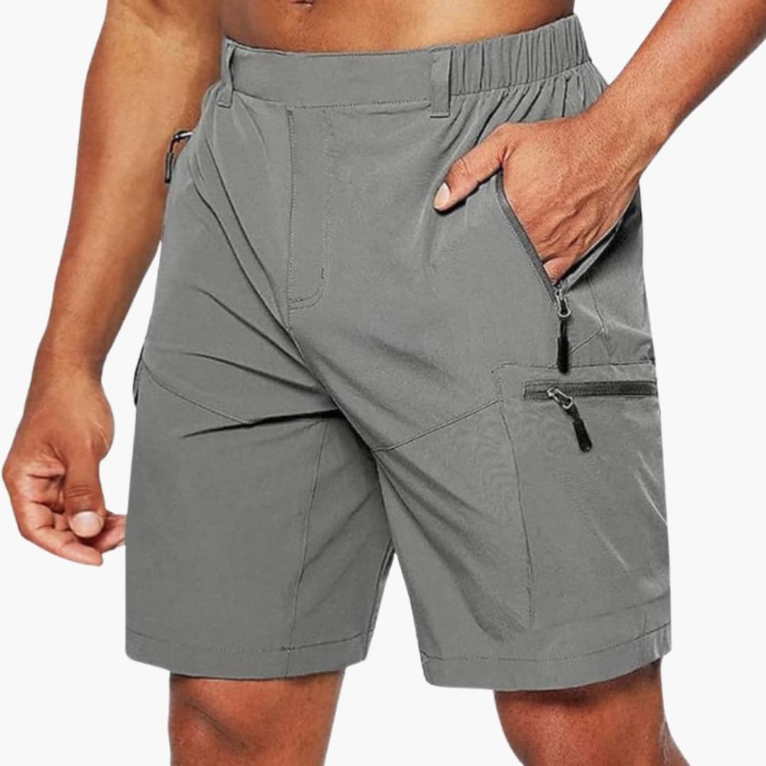 Men's Cargo Shorts Ripstop Elastic Waist Zip Pockets - Fashinoza