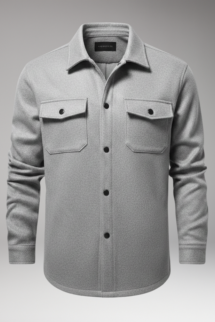 Men's Shirt Jacket Cotton Collar Chest Pockets - 
Fashinoza