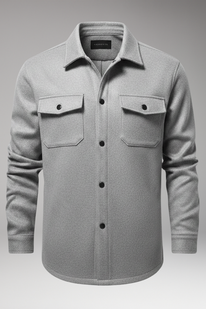 Men's Shirt Jacket Cotton Collar Chest Pockets - 
Fashinoza