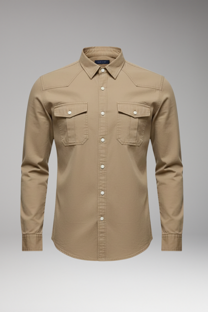 Men's Dress Shirt Button Front Chest Pockets - 
Fashinoza