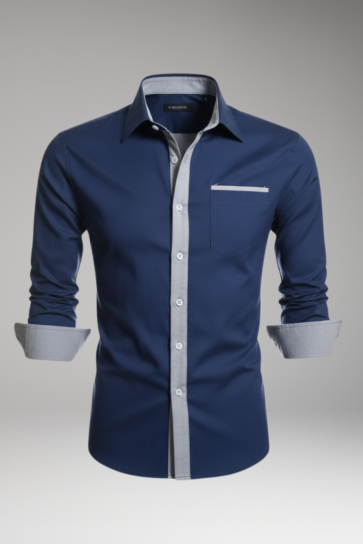 Men's Dress Shirt Contrasting Collar Cuffs - 
Fashinoza