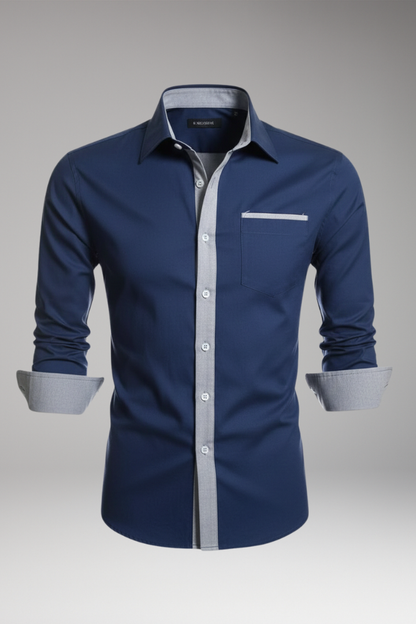 Men's Dress Shirt Contrasting Collar Cuffs - 
Fashinoza