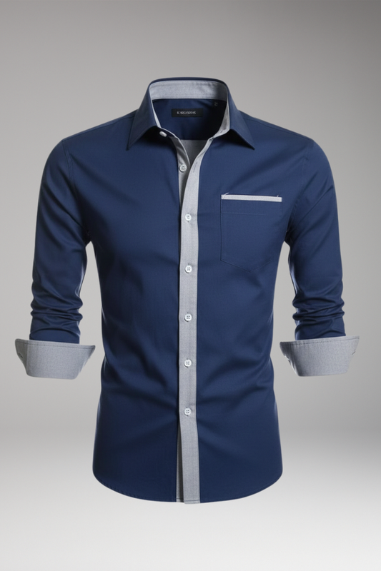 Men's Dress Shirt Contrasting Collar Cuffs - 
Fashinoza