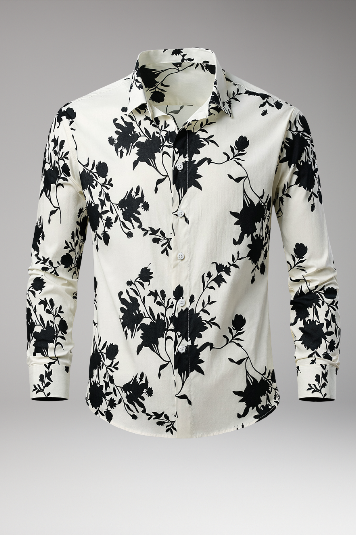 Men's Floral Print Button Front Shirt - 
Fashinoza