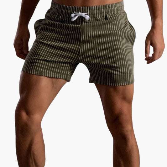 Men's Striped Shorts Drawstring Side Pockets - Fashinoza