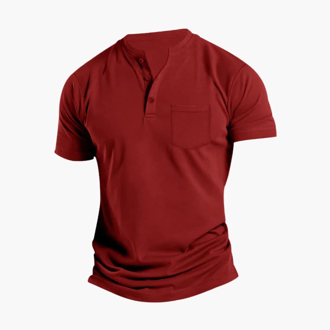 Men's Short Sleeve Henley Shirt Chest Pocket - Fashinoza