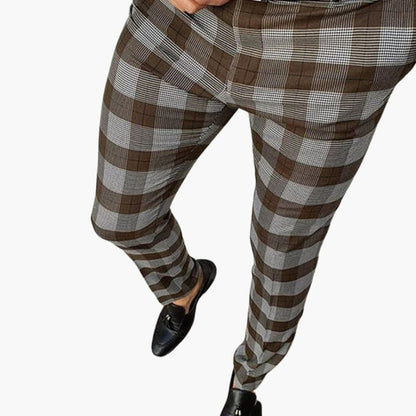 Men's Slim Fit Checkered Pants - Fashinoza