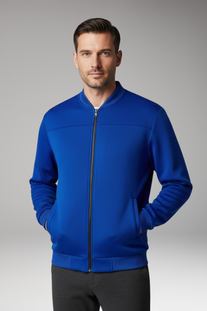 Men's Bomber Jacket Polyester Front Zipper Side Pockets