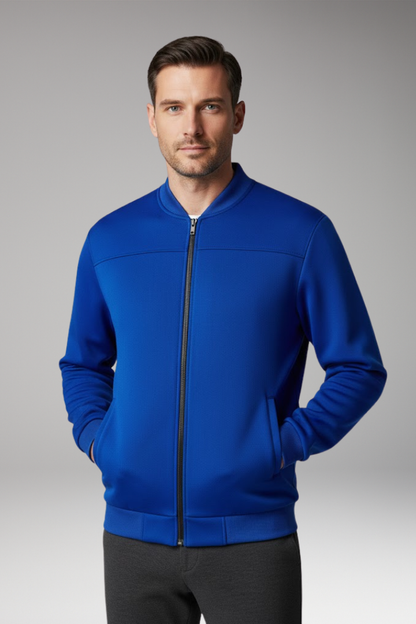 Men's Bomber Jacket Polyester Front Zipper Side Pockets