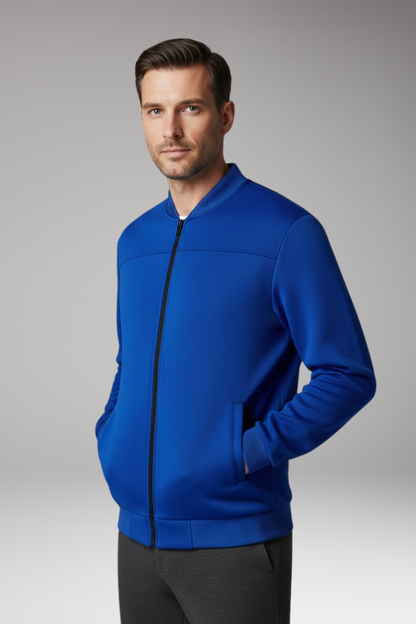 Men's Bomber Jacket Polyester Front Zipper Side Pockets
