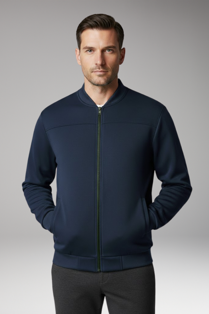 Men's Bomber Jacket Polyester Front Zipper Side Pockets