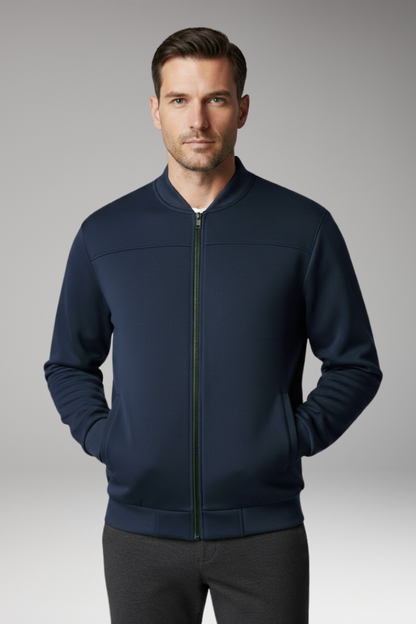 Men's Bomber Jacket Polyester Front Zipper Side Pockets