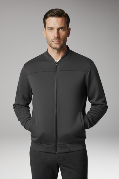 Men's Bomber Jacket Polyester Front Zipper Side Pockets