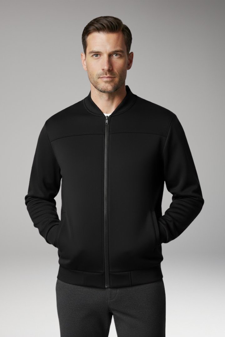 Men's Bomber Jacket Polyester Front Zipper Side Pockets