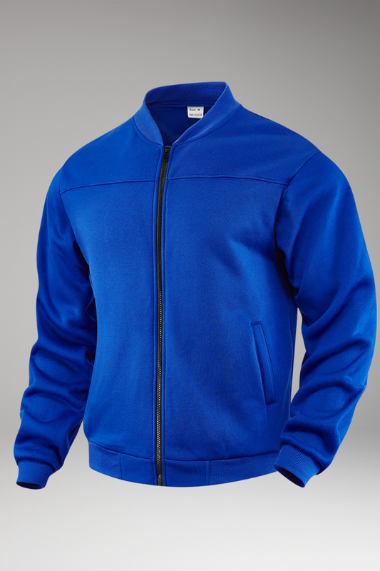 Men's Bomber Jacket Polyester Front Zipper Side Pockets - 
Fashinoza