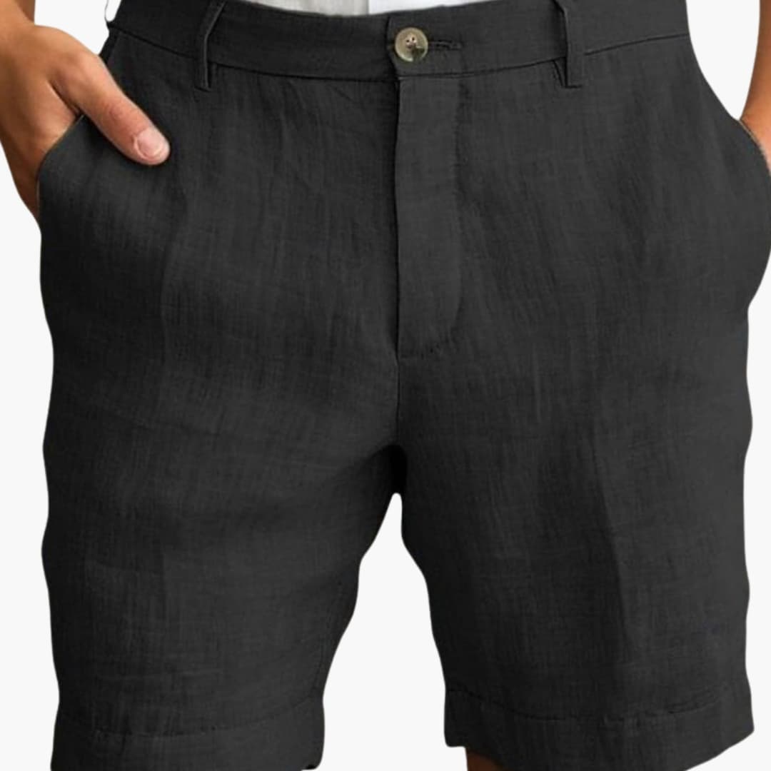 Men's Straight Leg Shorts Cotton Belted Cuffed Beige