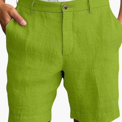 Men's Straight Leg Shorts Cotton Belted Cuffed Beige