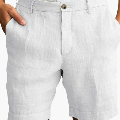Men's Straight Leg Shorts Cotton Belted Cuffed Beige
