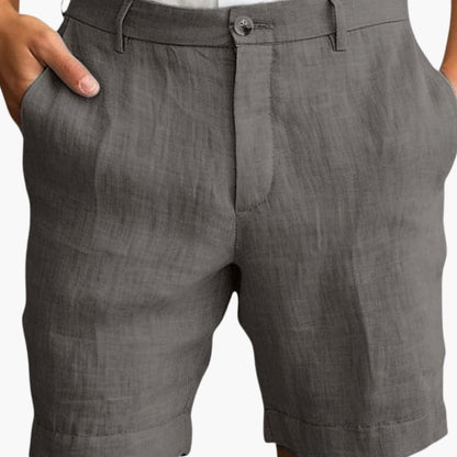 Men's Straight Leg Shorts Cotton Belted Cuffed Beige